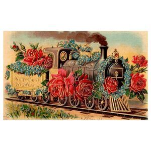 C.1909 Vintage Postcard Roses Train Conotton Ohio Collectible Ephemera